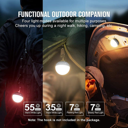 OLIGHT Obulb 55 Lumens 4-Mode Orb Light Night Lights MCC Rechargeable Bedside Lamp with Magnetic Bottom for Home Decor, Nursery, Camping, Hiking(Red?