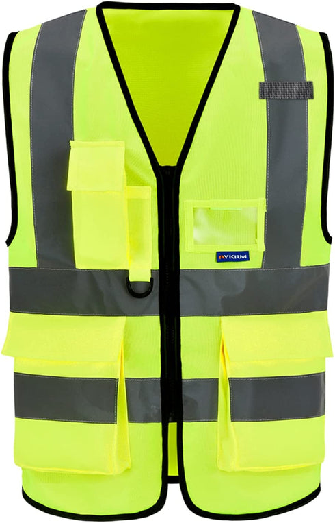 A-SAFETY Enhanced Visibility Safety Vest,, Hi Viz 2 Band And Braces Waistcoat safe for Motorcycle, Running/Jogging, Bike/Bicycle Riding Outdoor Activities, Yellow