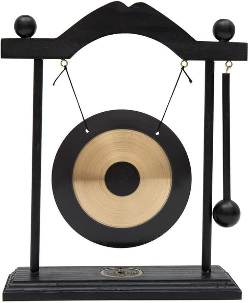 THY COLLECTIBLES Zen Art Brass Feng Shui Desktop Gong with Rammer Tai Ji Circle