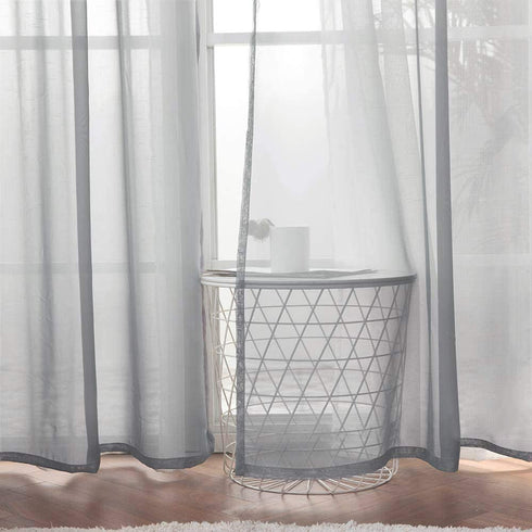 MIULEE 2 Panels Solid Color Dark Grey Sheer Curtains Elegant Grommet Window Voile Panels/Drapes/Treatment for Bedroom Living Room (54X84 Inch)