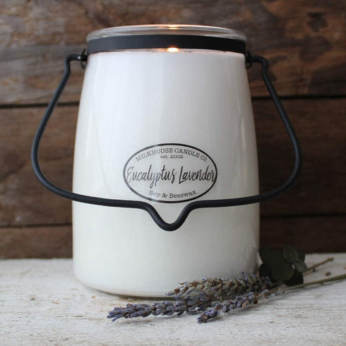 Milkhouse Candle Company, Creamery Scented Soy Candle: Butter Jar Candle, Eucalyptus Lavender, 22-Ounce
