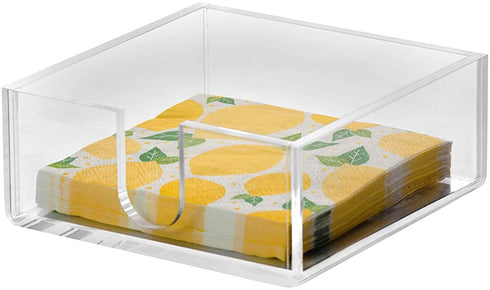 SimplyImagine Napkin Holder - Cocktail & Beverage Clear Acrylic Napkin Storage for Bar, Kitchen, Restaurant, Countertop - Decorative, Elegant & Modern Square Paper Tray for Indoor/Outdoor Dinner Use