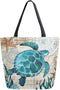 Naanle Ocean Turtle Canvas Tote Bag Large Women Casual Shoulder Bag Handbag, Sea Turtle Reusable Multipurpose Heavy Duty Shopping Grocery Cotton Bag for Outdoors.