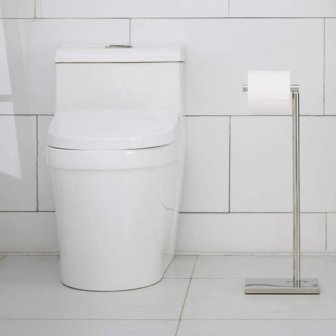 Toilet Paper Holder Stand with Reserve, Stainless Steel Tissue Roll Holder Free Standing for Bathroom