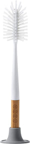 SOMA Long, Curved-Head Bottle Brush with Silicone Stand and Bamboo Handle, 14"", Gray"