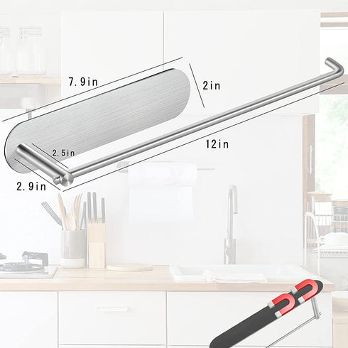 Magnetic Paper Towel Holders Kitchen Towel bar Solid Steel Towel Roll Holders with Strong Magnetic Backing - Fit for Large Paper Towels-for Kitchen, Refrigerator, Grill, Toolbox, Shop(12In-Brushed)