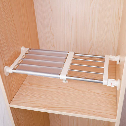 Hershii Closet Tension Shelf & Rod Expandable Metal Storage Rack Adjustable Organizer DIY Divider Separator for Cabinet Wardrobe Cupboard Kitchen Bathroom?15.74-23.62inches