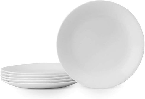 Corelle Frost White Lunch Plate Set for 6 | 8.5 Inch Eco-Friendly, Round Lunch or Dinner Plates are Dishwasher Safe | Triple Layer Glass is Lightweight, Stackable, and Break and Chip Resistant
