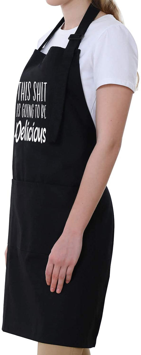Miracu Funny Aprons for Men, Women with 3 Pockets - Mothers Day, Birthday Gifts for Mom, Wife, Friend, Dad, Husband, Boyfriend - BBQ Kitchen Cooking Baking Chef Apron - This is Going to be Delicious