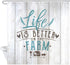 Farm Sweet Farm Farmhouse Animals Rooster Shower Curtain for Bathroom, Life is Better on The Farm Chicken and Pig with Barn House on Vintage Wood Shower Curtain with Hooks, (69" WX70 H)