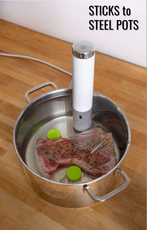 KORE Sous Vide Weighted Magnets | Stainless Steel & Food Grade Silicone | Keep Food Bags Fully Submerged | Prevent Floating Bags & Undercooked Food Risks | Heavier & Better than Regular Magnets, Clips, Racks and Other Sous Vide Accessories