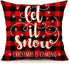 Emvency Set of 4 Throw Pillow Covers Christmas Snowman Let It Snow Red Black Buffalo Plaids Chair Decorative Pillow Cases Home Decor Square 20x20 Inches Pillowcases