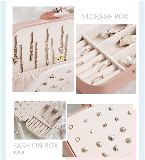 LATIT Small Jewelry Box for Women Girls,Portable Travel Mini Jewelry Organizer Box PU Leather Travel Jewelry Organizer Case Jewelry Holder Display for Ring Earrings Necklace Bracelet Bangle/Pink