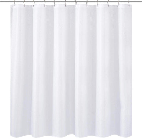 N&Y HOME Extra Wide Fabric Shower Curtain or Liner 108 x 72 inches, Hotel Quality, Washable, Water Repellent, Diamond Patterned White Bathroom Curtains with Grommets