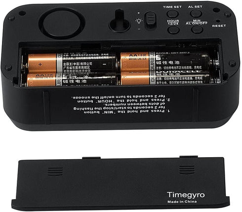Timegyro Small Wall /Shelf /Desk Digital Clock Only Battery Operated with 1.2" Large Display. 4pcs Batteries Can Keep The Time Display Day and Night for More Than One Year (Black)