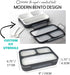 Bento Lunch Box For Adults, Kids | Leakproof Meal Prep Portion Control Boxes Japanese Style for Boys Teens 3 Compartment Slim Container For Work, School | Eco-friendly Divided Containers, Grey - Black