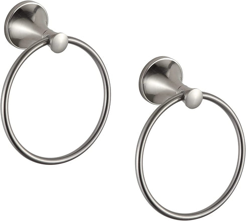 BVL Towel Ring Brushed Nickel, Hand Towel Holder Ring Hanger for Bathroom Kitchen ,Metal Round Towel Holder Wall Mounted Towel Rack,2 Pack