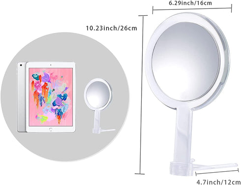 Handheld Mirror with Handle Double Sided, 1x/15x Magnifying Hand Mirror for Women, Hand Held Mirror with Adjustable Stand, 6"