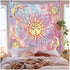 Pink Tapestry Burning Sun Tapestry Psychedelic Hippy Tie Dye Sun Tapestries Celestial Sun and Moon with Stars Tapestry Abstract Wall Tapestry for Bedroom, Living Room, Dorm Decor (78.7"*59", Pink)