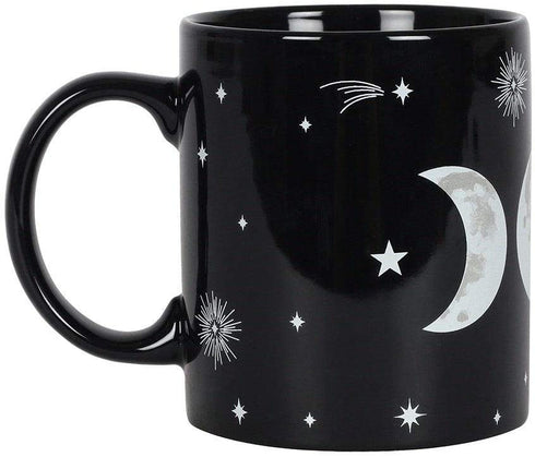 Mug - Ceramic Tea/Coffee - Triple Moon Mug - Black Gothic Wicca Witchcraft Pagan Mug