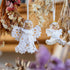 CDXCCSMYXGS Christmas Wooden Angel Ornaments White Angel, 6Pieces Handmade Crochet Wall Hanging Angel Pendant Decor Suitable for Home Decor DIY Hanging Crafts, 3IN