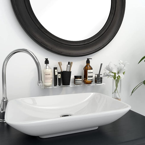 Meperg 9 Inch Clear Acrylic Floating Wall Shelf Set of 2, Small Acrylic Wall Display Shelf for Bathroom,Bedroom,Living Room,Office.