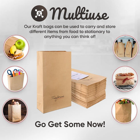 Paper Lunch Bags - Set Of 100 Brown Paper Bags, Greaseproof Paper Bags, Kraft Paper Bags, Waxed Lined Lunch Bags, Goody Brown Lunch Bags, Paper Bags Lunch, Reusable Packaging Bags For Small Business