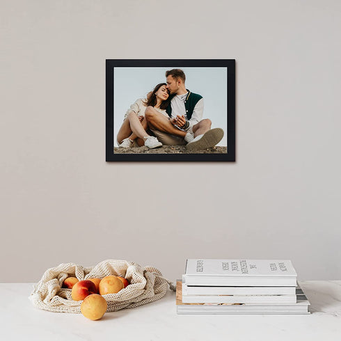 Golden State Art, 8.5x11 Photo frame with mat for 4 2x6 photo booth pictures, Includes Real Glass & Easel Back Display, Black