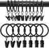 AMZSEVEN 90 PCS Curtain Rings with Clips, Drapery Clips with Rings, Hangers Drapes Rings 1.26 Inch Interior Diameter, Fits up to 1 Inch Curtain Rod, Vintage Black