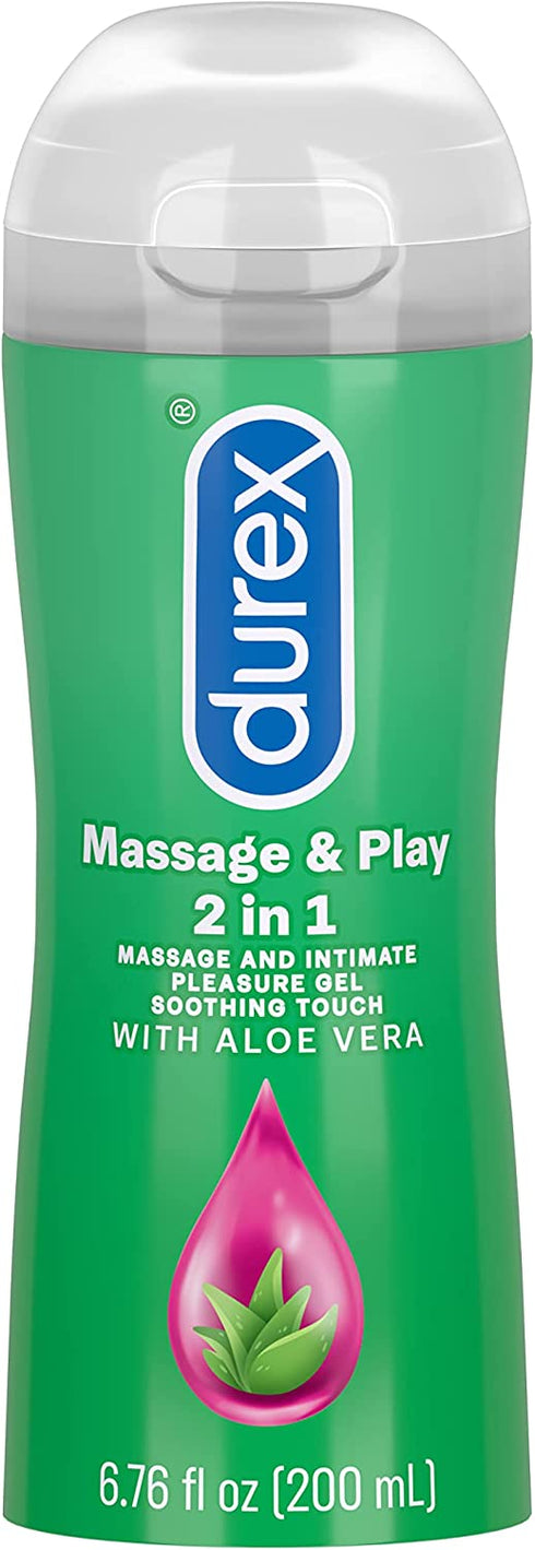 Durex Massage & Play 2 in 1 Lubricant, 6.76 fl. oz. Soothing Touch with Aloe Vera. Lube & Massage Gel in 1 (Packaging May Vary)