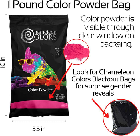 Chameleon Colors Gender Reveal Powder, Pink Color Powder, 2 Pounds (1 Pound Per Bag), Pack of 2