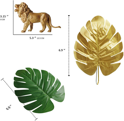38 PCS Gold Safari Animals Figurines Toys Jungle Animals Cake Decoration Jungle Party, Wild Plastic Animals for Jungle Safari Wild Animals Birthday Baby Shower Party Decoration Centerpiece Supplies