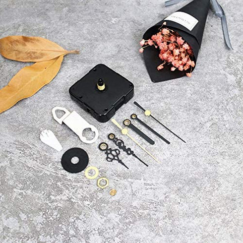 Youngtown 12888 Sweep Silent Clock Movement Mechanism with 2 Sets Small Hands 13.5mm (17/32 inch) Shaft Length 5.5mm (7/32 inch) Thread Length.