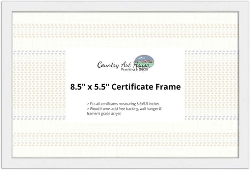 The Simple Things 8.5" x 5.5" Certificate Frame - Wood Frame - Holds Any Document Measuring 8.5" x 5.5" inches (White)