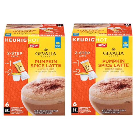 GEVALIA Pumpkin Spice Latte, Espresso K-CUP Pods and Latte Froth Packets, 6 Count (Pack of 2)