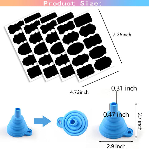 81 Pcs Reusable Mason Jar Bags Food Storage Plastic Bags Multi-Size Fresh Leak Proof Sandwich Snack Zipper Bags with Chalkboard Label Sticker Silicone Funnel for Kitchen Camping Travel Office