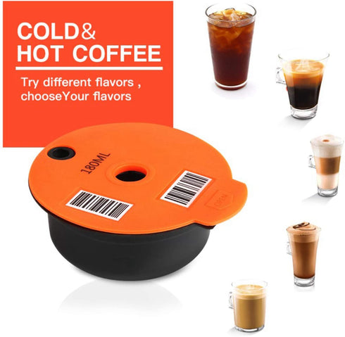 Flameer Reusable PP Coffee Capsule Pod with Slicone Lid for Bosch Tassimo Machine, Make Your Favorite Coffee - 180ml
