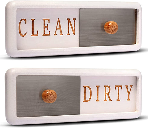TEYGA Bamboo Dishwasher Clean Dirty Magnet Sign, with Stainless Steel Window - Dishwasher Magnet Clean Dirty, No-Scratch Strong Magnets, 2 Double-Sided Stickers, Dirty Clean Dishwasher Magnet Cover