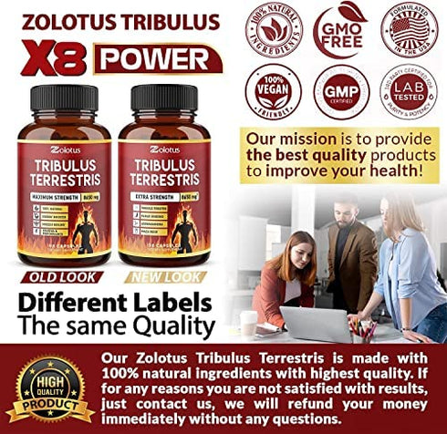 Tribulus Terrestris, 8650mg Per Capsule, High Potency with Ashwagndha, Panax Ginseng, Saw Palmetto, Maca, Shilajit. Boost Energy, Mood, Stamina & Performance, for Men & Women, 3 Months Supply.