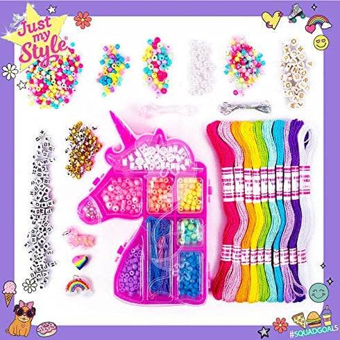 Just My Style Unicorn Friendship Bracelets Kit – 1300+ Beads – ABC Bead Bracelet Set – DIY Bracelet Kits for Kids Ages 6 and Up