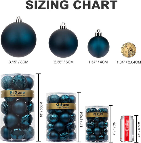 KI Store 20ct Blue Christmas Balls Shatterproof Christmas Tree Decorations Large Tree Ornaments for Holiday Wedding Party Decoration, Tree Ornaments Hooks Included 3.15
