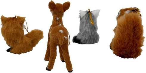 Kurt Adler C4683 Plush Forest Creature Animal Decorative Holiday Christmas Tree Ornament Set with Deer, Fox, Raccoon, and Squirrel (4 Pack)