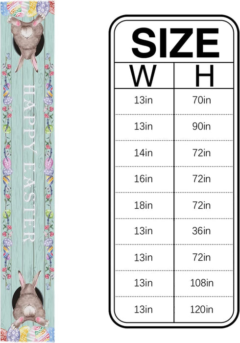 SUN-Shine Spring Table Runner Easter Rabbit on Farm Wooden Dresser Scarves-70inch Long,Teal Turquoise Linen Burlap Eggs and Floral Table Runners Cloth for Kitchen Dining April Holiday Party Decor