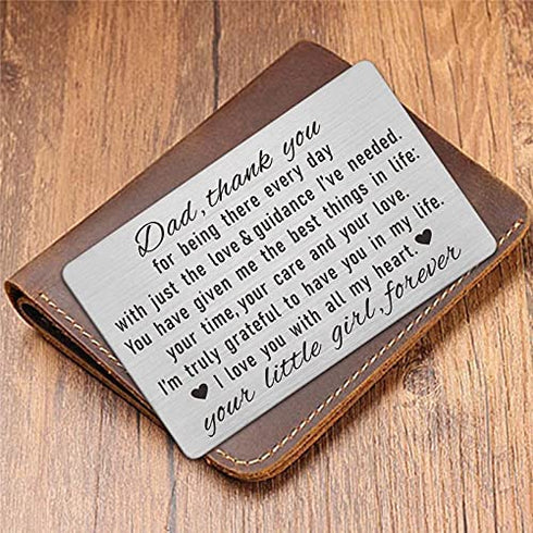 Laluminter Dad Gifts from Daughter, Thank You Dad Engraved Wallet Card Inserts, Father Fathers Day Christmas Keepsake