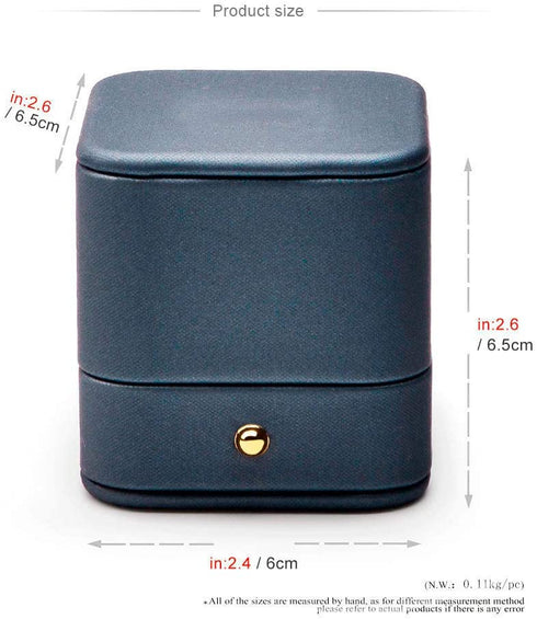 Oirlv Gorgeous Steel-Blue Ring Box Premium Leather Ring Gift Box for Wedding,Proposal Jewelry Storage Case