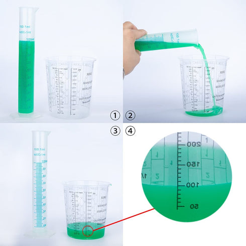 Clear Plastic Mixing Cup with Lids, Paint and Epoxy Mixing Cups Container for Paint, Resin, Epoxy, Art, Multiple Calibrated Mixing Ratios, Measurements in OZ. and ML (12pack,20ounce)