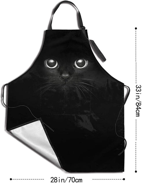 MSGUIDE Cute Black Cat Apron for Women with Pockets Adjustable Bib Apron Waterproof Home Kitchen Cooking Baking Gardening Apron