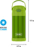 THERMOS FUNTAINER 12 Ounce Stainless Steel Vacuum Insulated Kids Straw Bottle, Lime