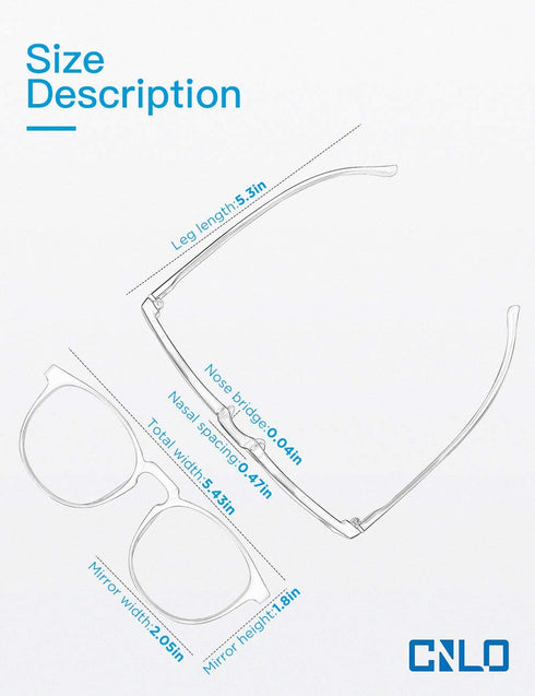 CNLO Blue light blocking Glasses,Computer Glasses,Radiation protection Gaming Glasses,For UV Protection, Anti Eyestrain,Lightweight Frame Eyewear,Men/Women (Crystal)