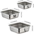 304 Stainless Steel Square Food Storage Lunch Box Containers Eco-Friendly & Reusable Snack Food Leak Proof Nesting Containers for Kids & Adults | Set of 3 Metal Lunch Sandwich Container, Snack Boxes